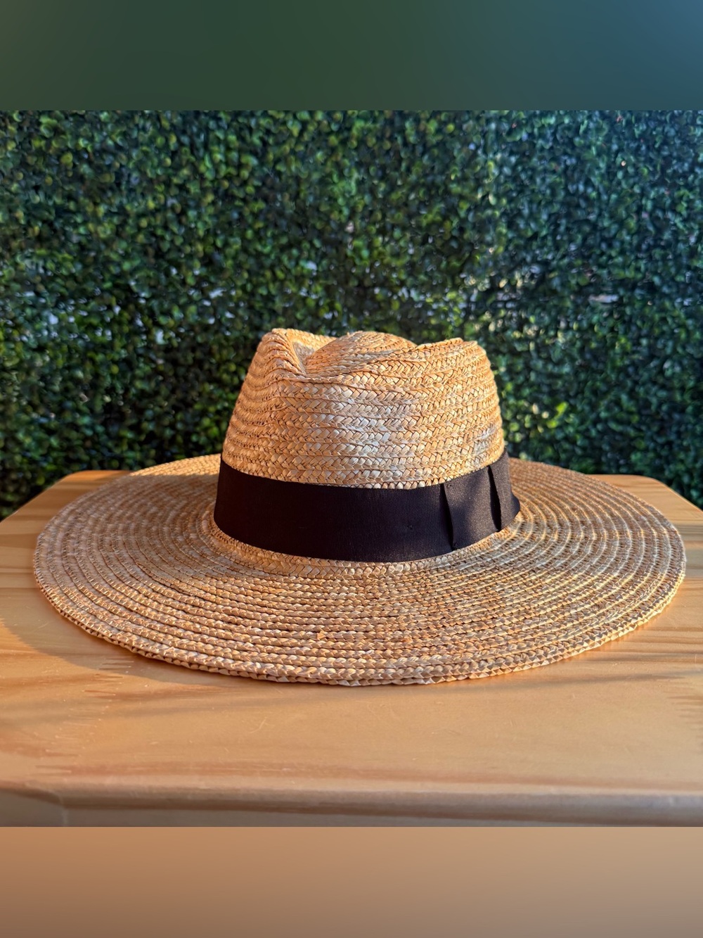 SkinMedica Women’s Wide Brim Straw Sun Hat Black Ribbon One Size